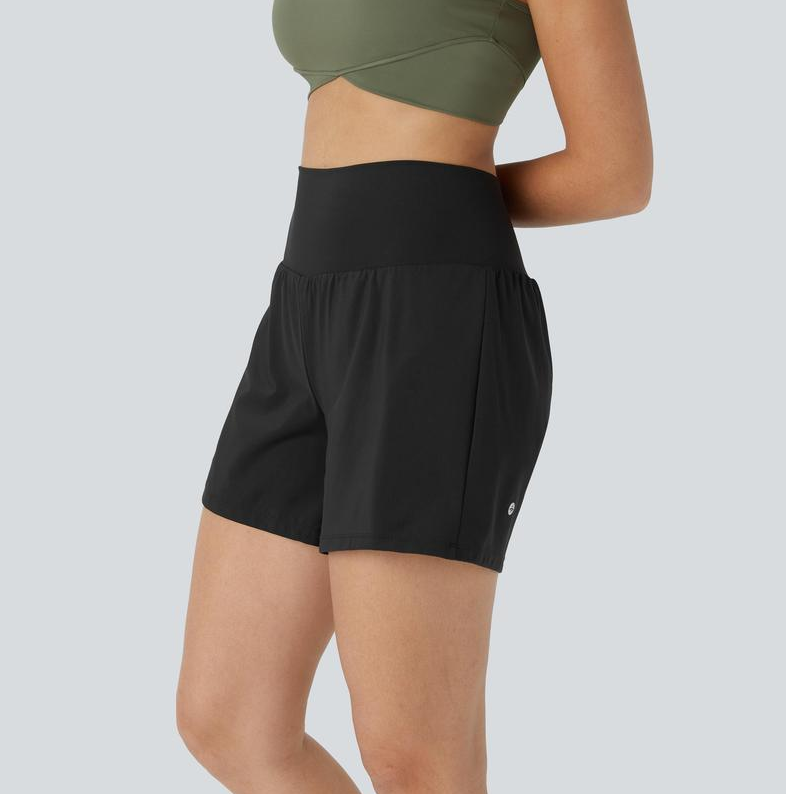Shorts Compressão 2 em 1 Bolso Traseiro e Lateral Oculto, Ajuste Elástico e Confortável