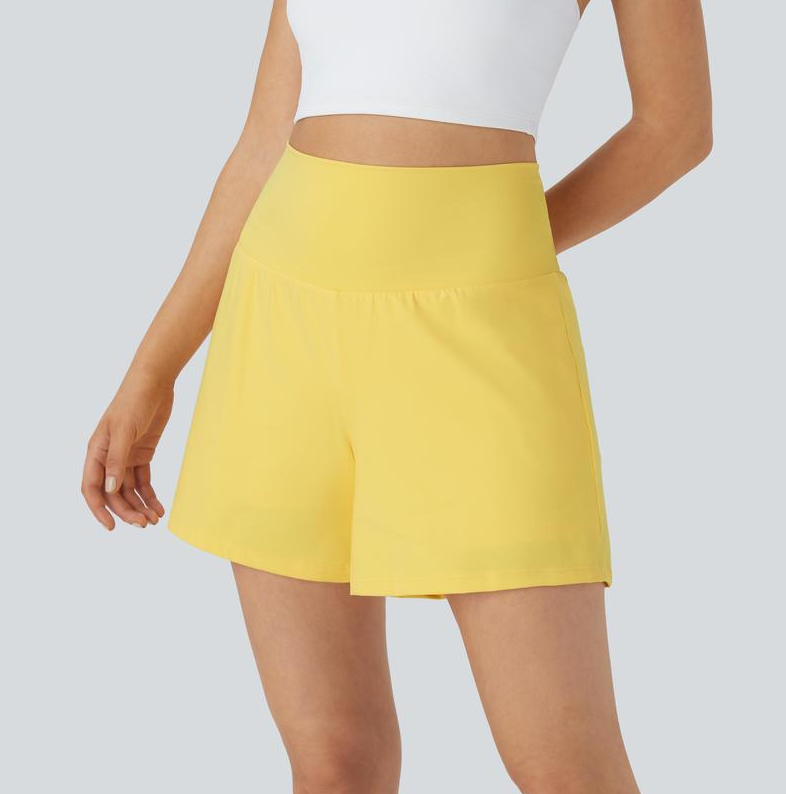 Shorts Compressão 2 em 1 Bolso Traseiro e Lateral Oculto, Ajuste Elástico e Confortável